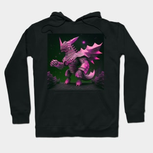 purple sparks kaiju dragon ecopop armored beast in crystal art Hoodie